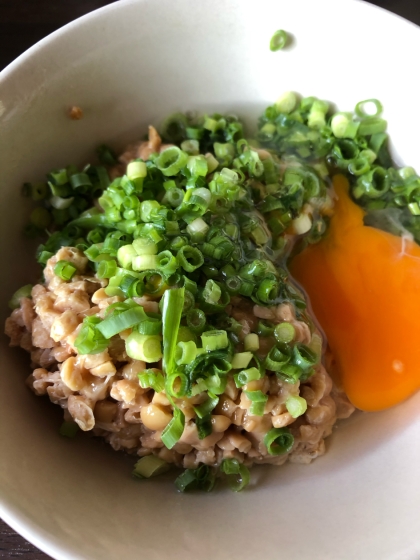 卵とひきわり納豆と葱のご飯