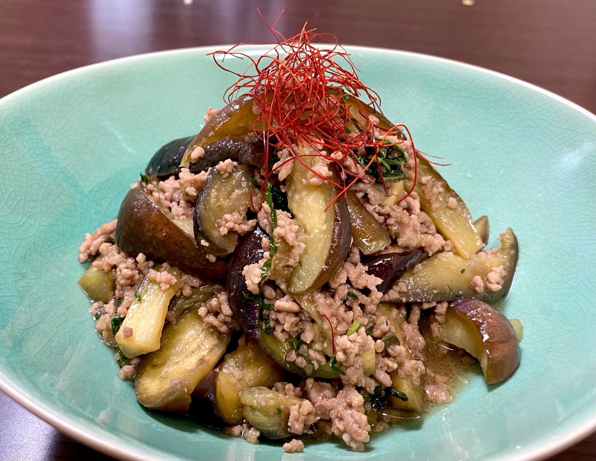 茄子と挽肉の大葉みそ炒め