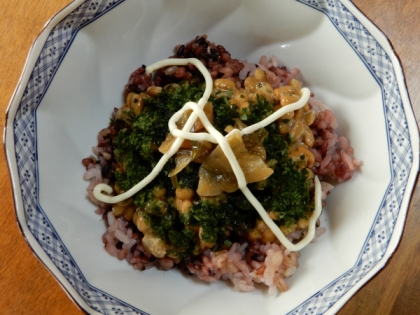 ❤辛子生姜＆納豆キューちゃん＋青海苔マヨネーズ丼❤