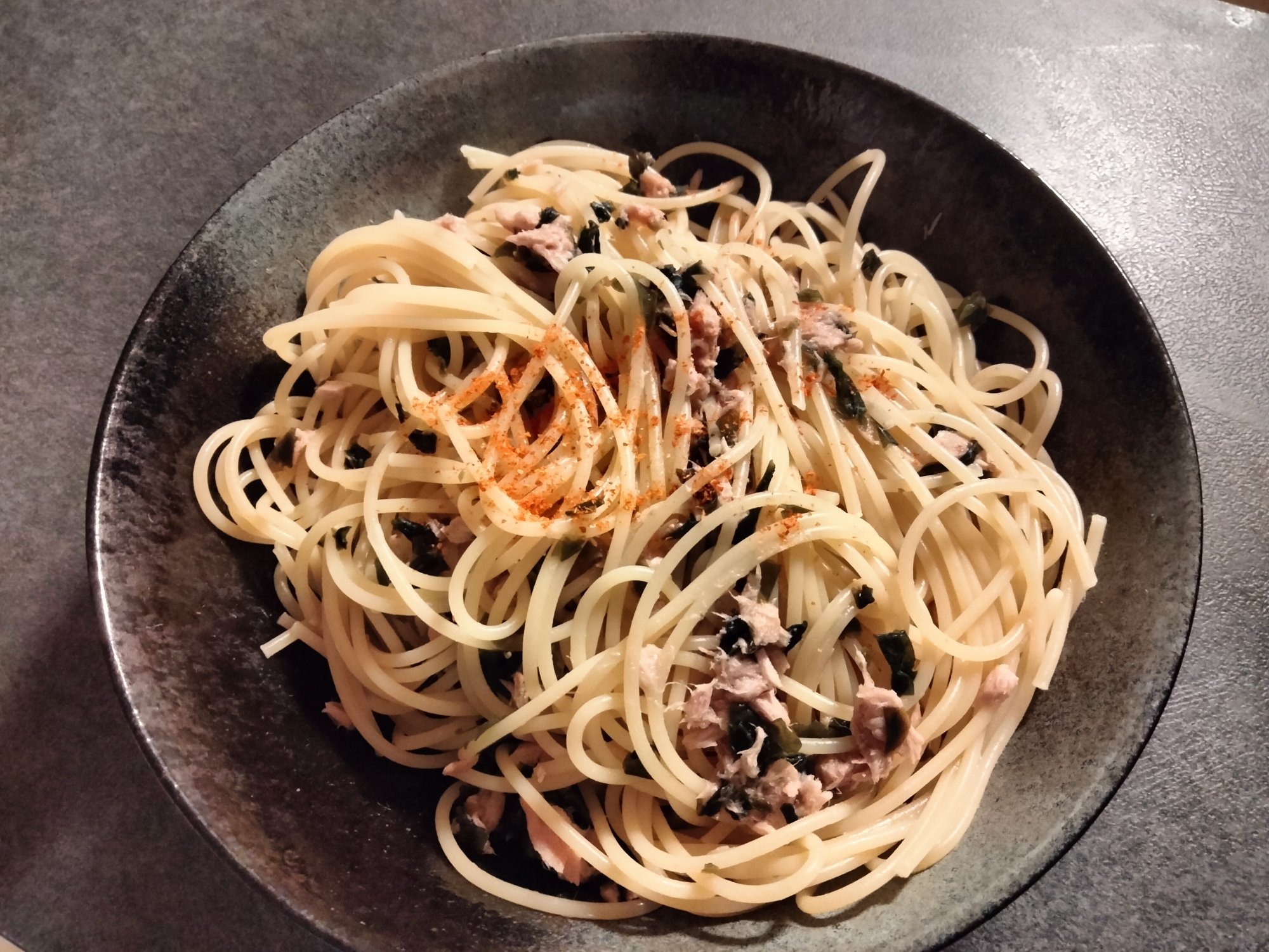 ツナわかめパスタ・簡単1人前！