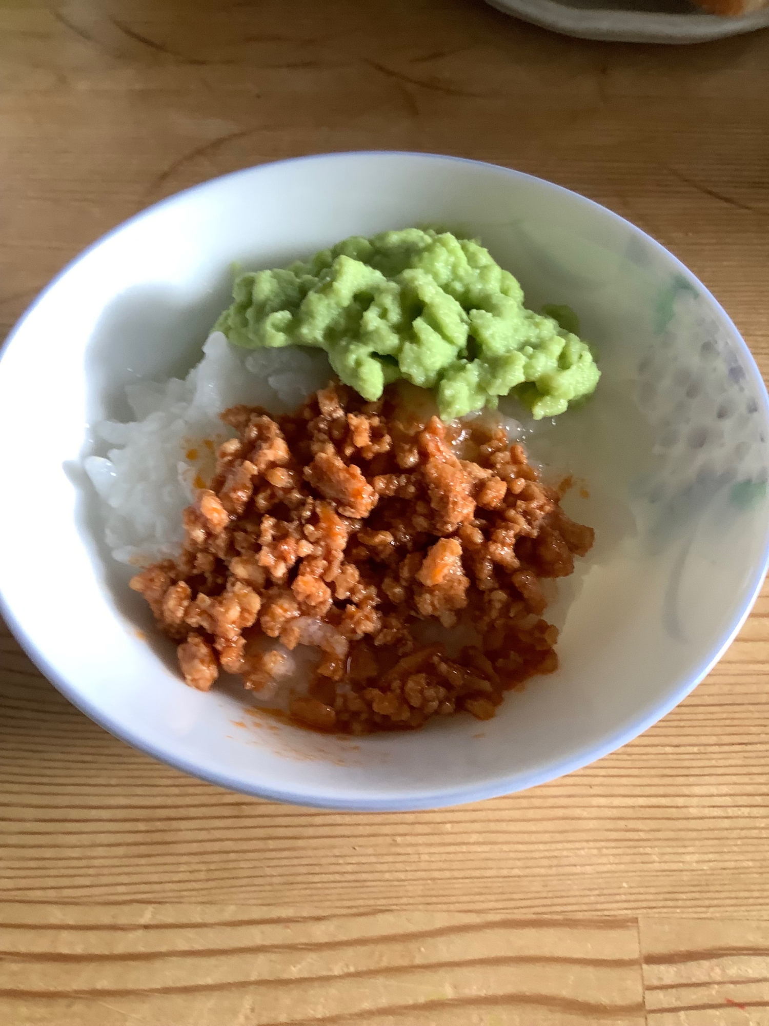 ケチャップソース味♡鶏そぼろ♢裏ごし枝豆丼♪