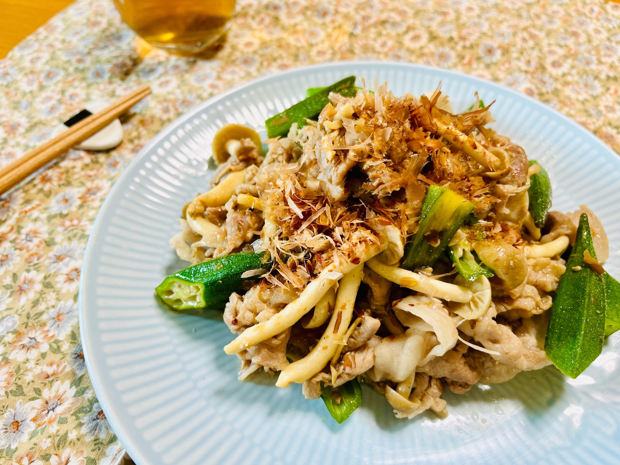 豚肉とオクラの梅風味炒め