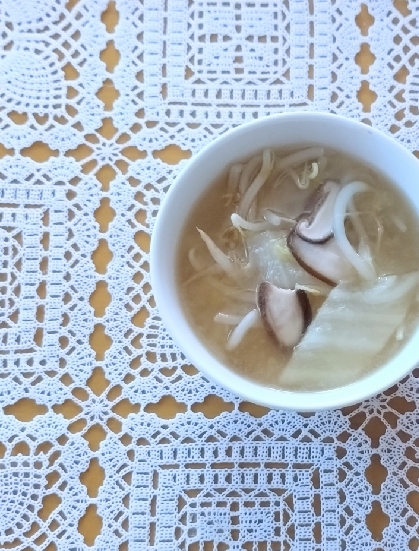 白菜もやし椎茸の味噌汁