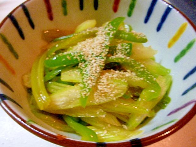 レンジでつまみ一品 セロリとピーマン レシピ 作り方 By さとママ3645 楽天レシピ