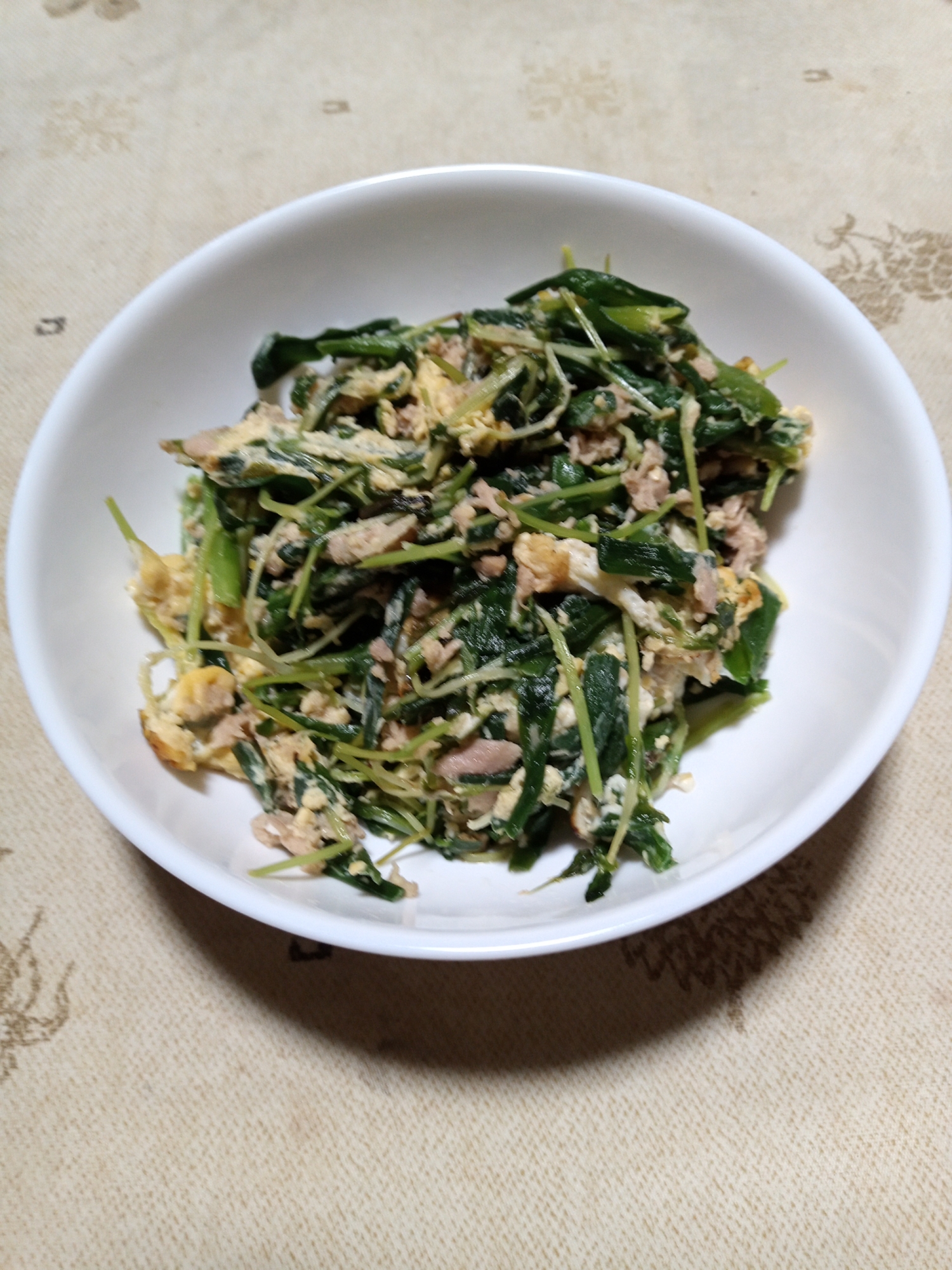豆苗とツナの卵炒め