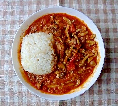 レンジで いわし缶ときのこのスパイスカレー
