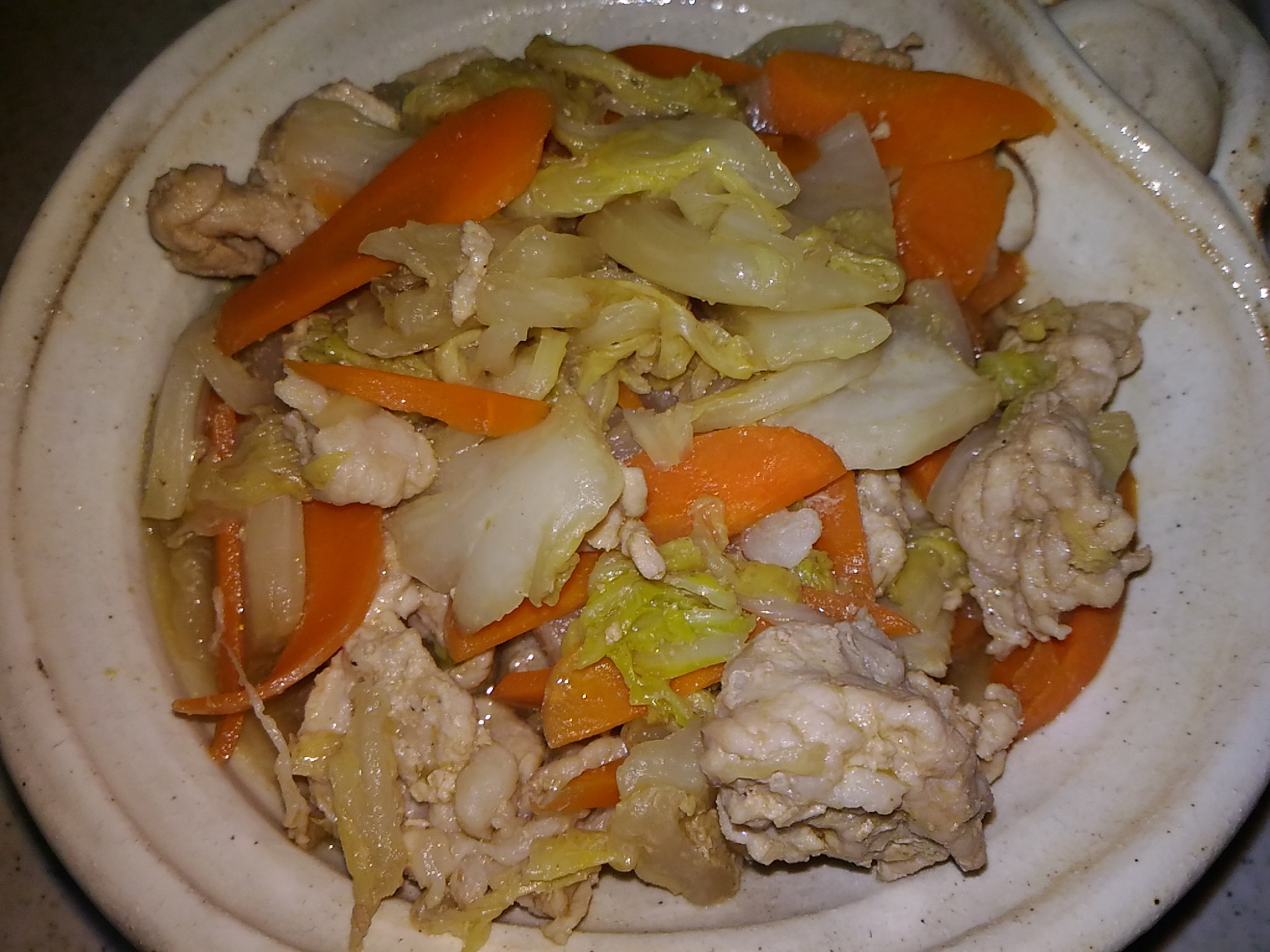 白菜と人参、豚肉の中華炒め煮