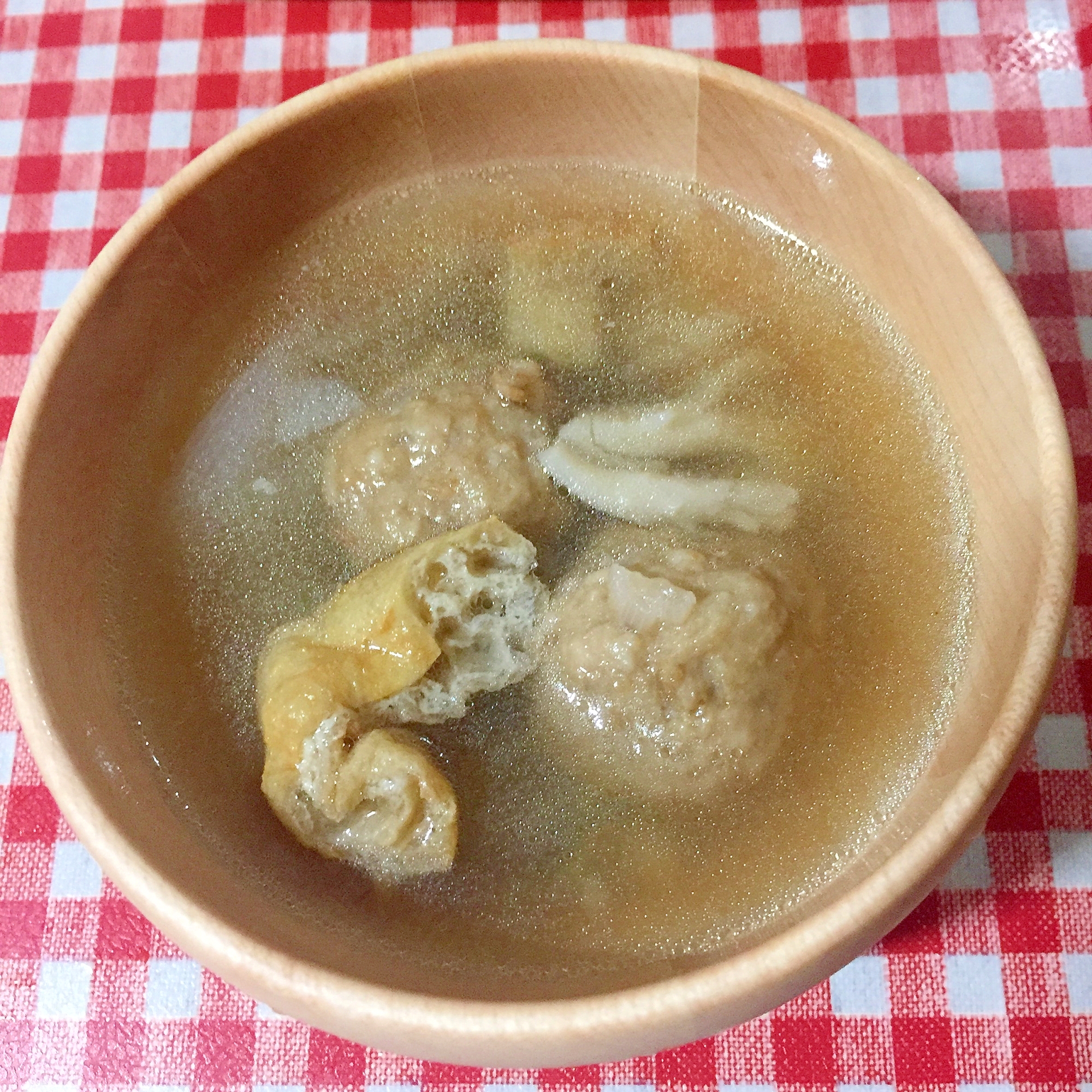 肉団子と油揚げの和風スープ☆