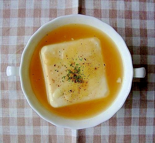 レンジで 豆腐グラタンスープ