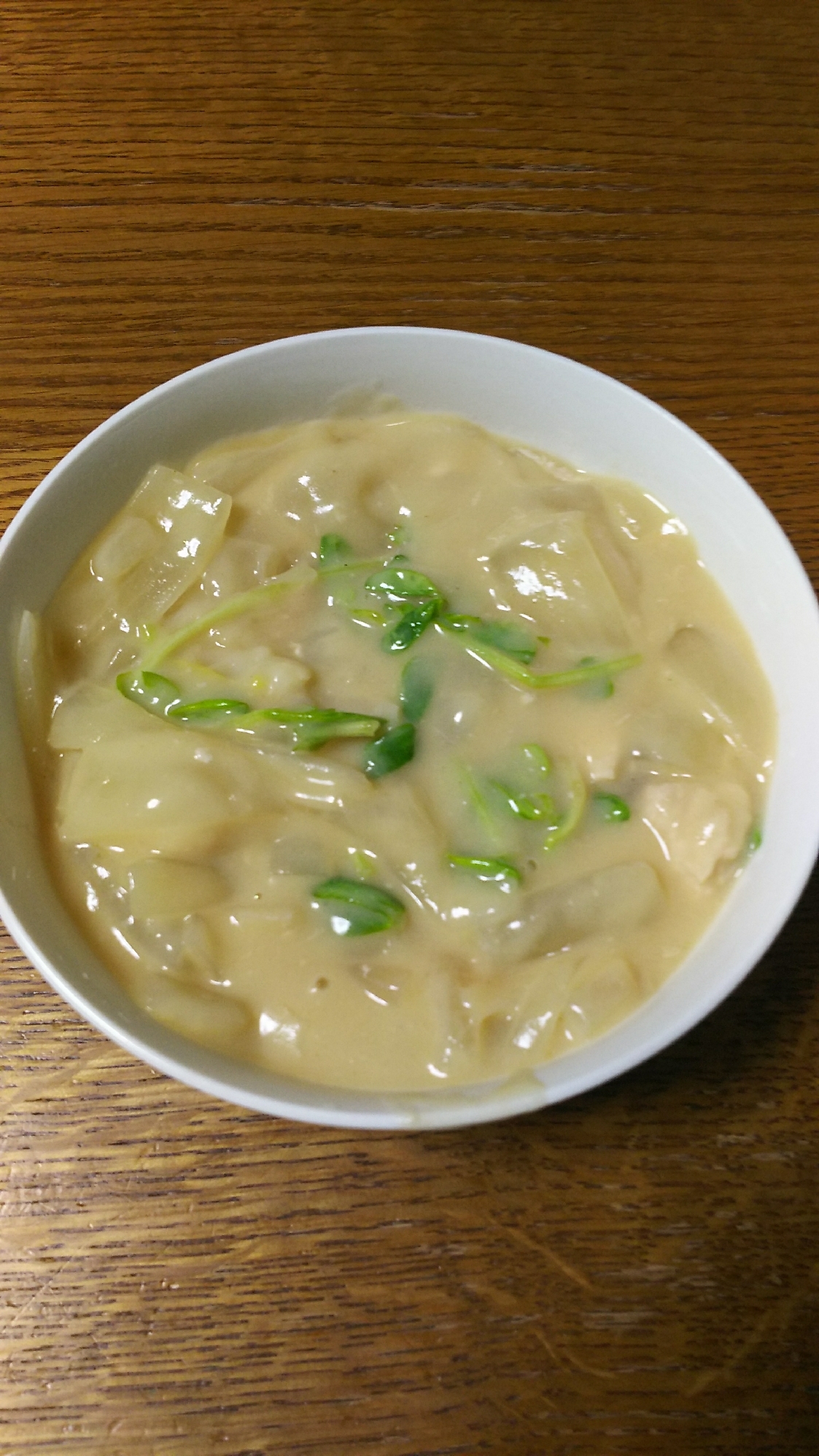 鶏むね肉と玉ねぎのシチューオンライスでシチュー