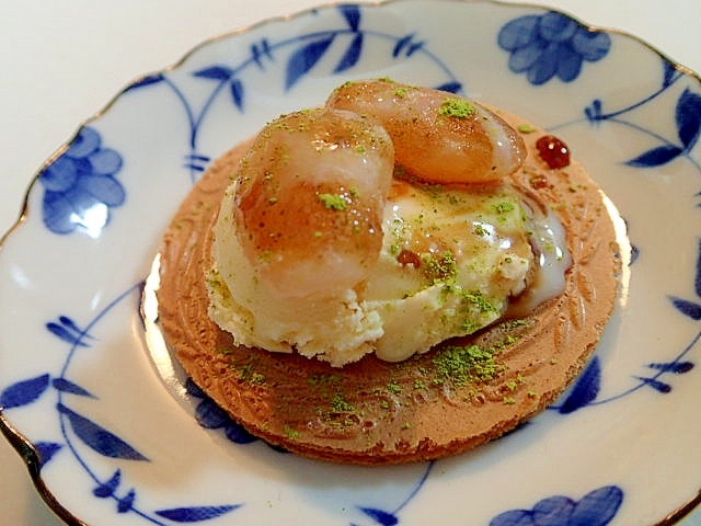 バニラアイスと白花豆甘納豆のゴ一フレット