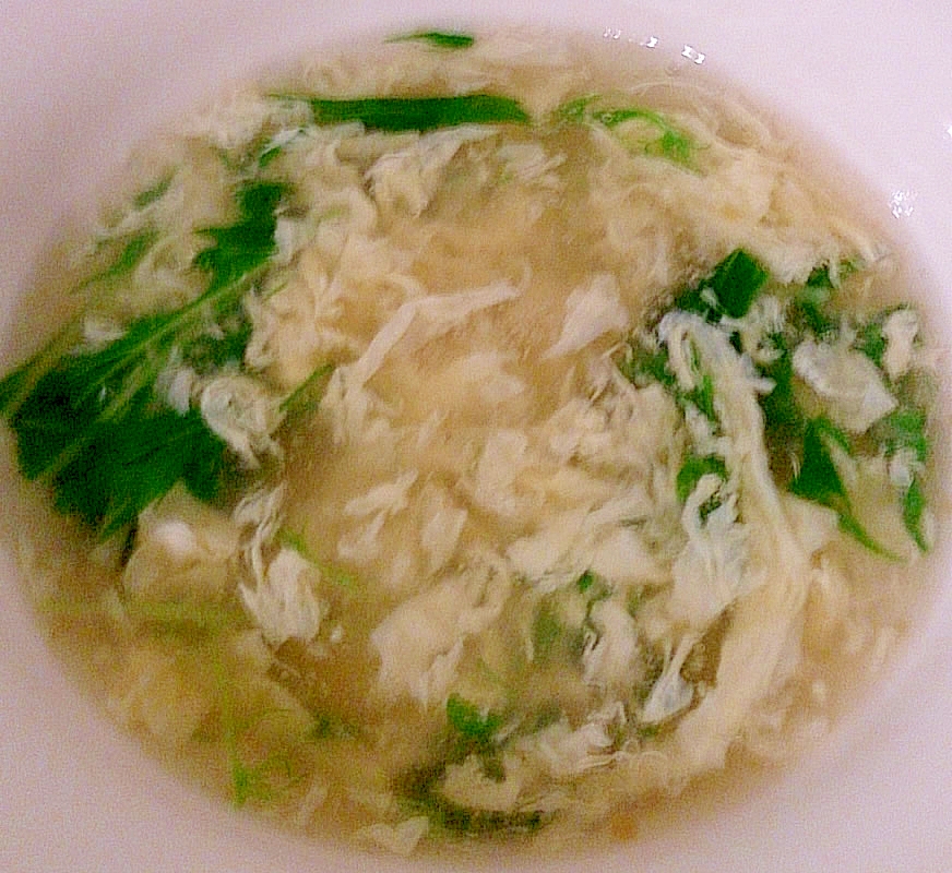 水菜と卵のトロトロ中華スープ
