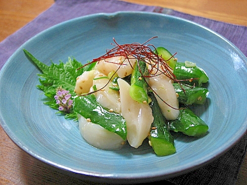 叩き胡瓜とホタテのナムル