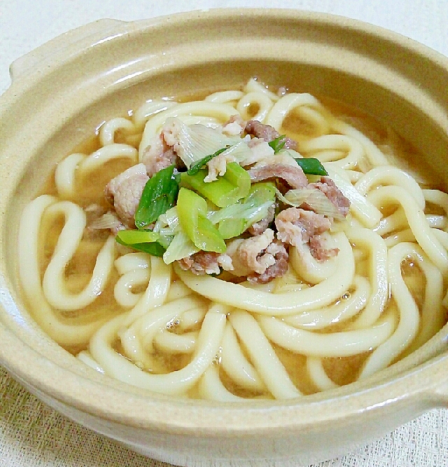 ぱぱっとすぐできる☆豚ネギ煮込みうどん