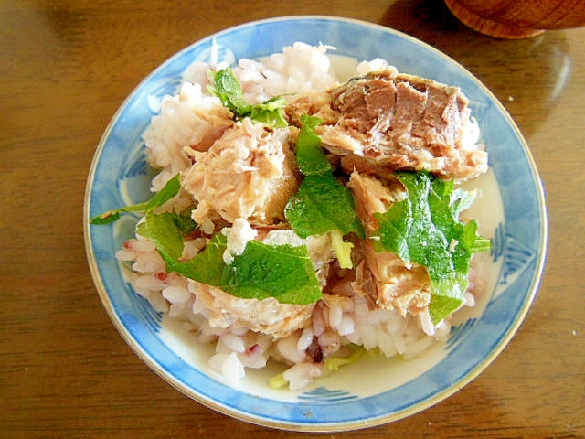 さばの塩焼きと大葉のせ雑穀ご飯