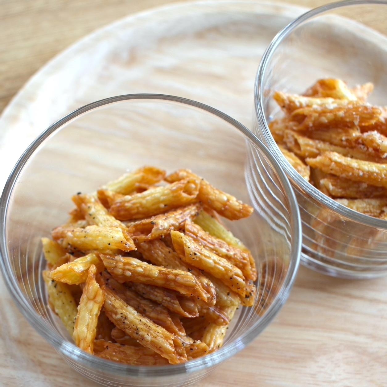 5で覚える 油で揚げない 歯応え抜群パスタスナック レシピ 作り方 By うちの小さなおやつ 楽天レシピ