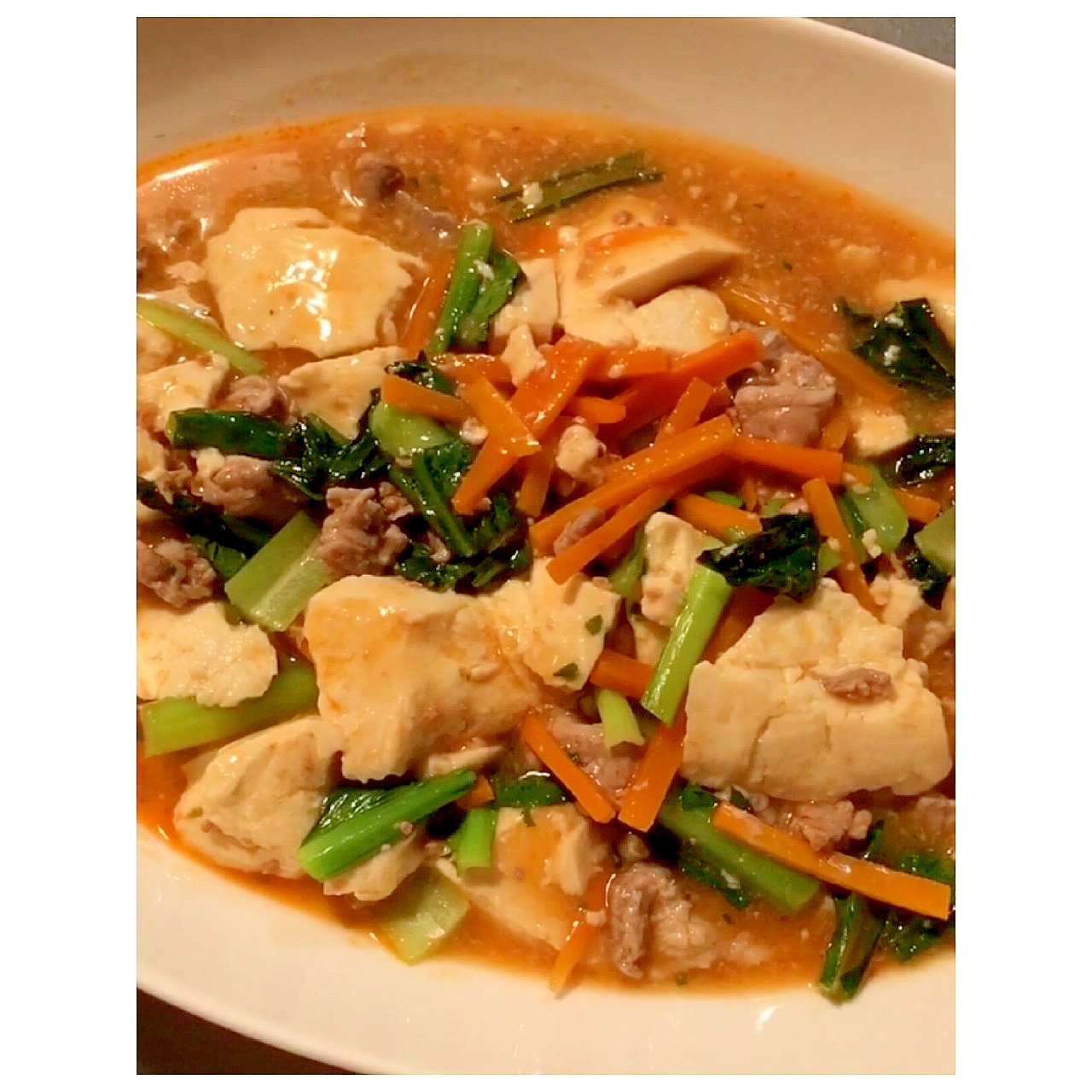麻婆豆腐の素で簡単！野菜たっぷりおかず♪