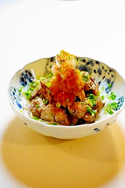 余熱で茹でてフワフワ！鶏レバーのおろしポン酢和え
