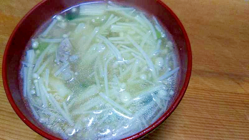 えのき豚こま小ねぎのスープ/ちょいぴり中華味