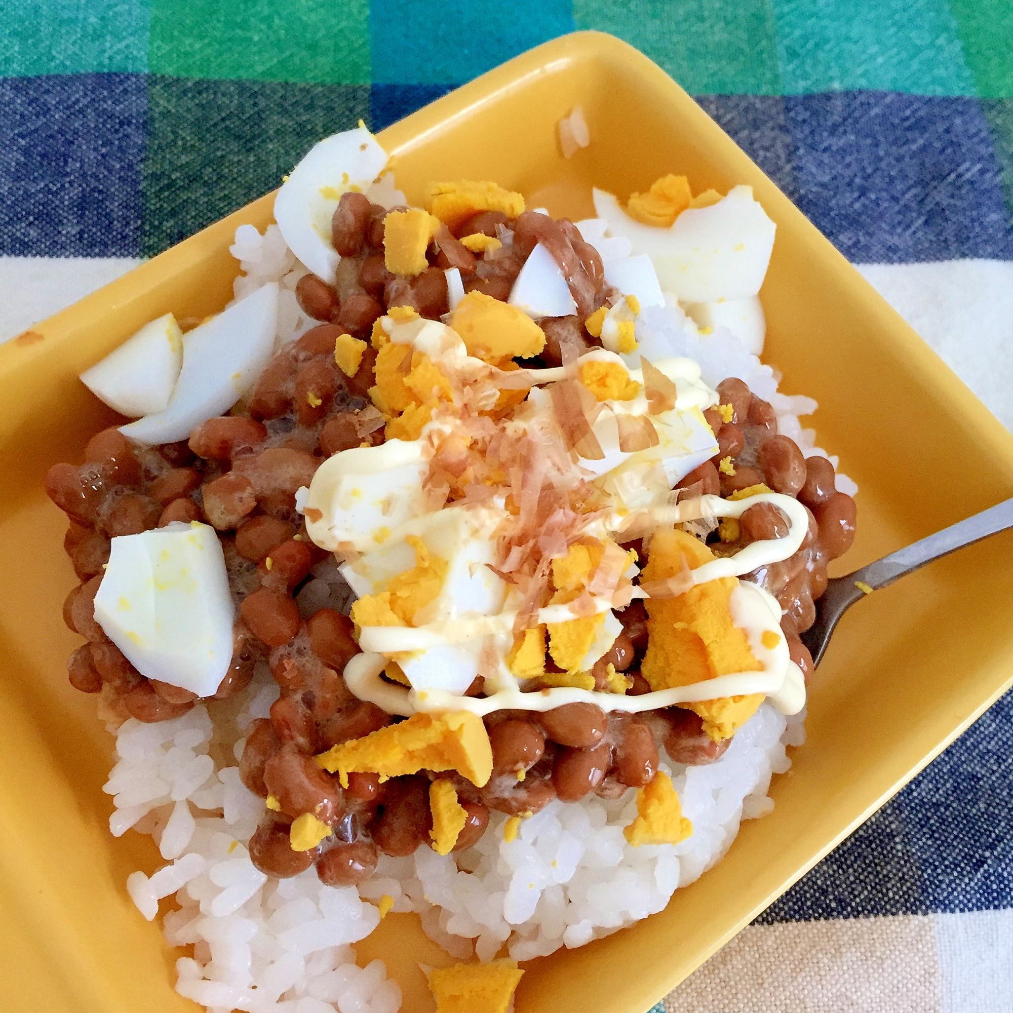 ゆで卵の納豆ご飯☆