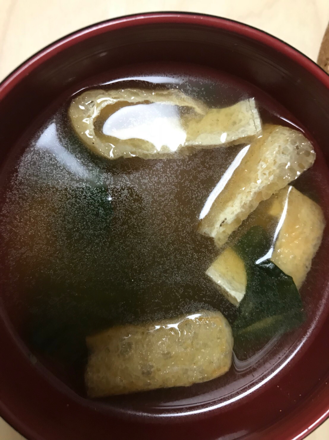 油揚げとわかめのお吸い物(^○^)