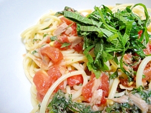 トマトとツナと大葉の冷製パスタ レシピ 作り方 By まりえぽん 楽天レシピ トマトとツナと大葉の冷製パスタ レシピ 作り方 By まりえぽん 楽天レシピ