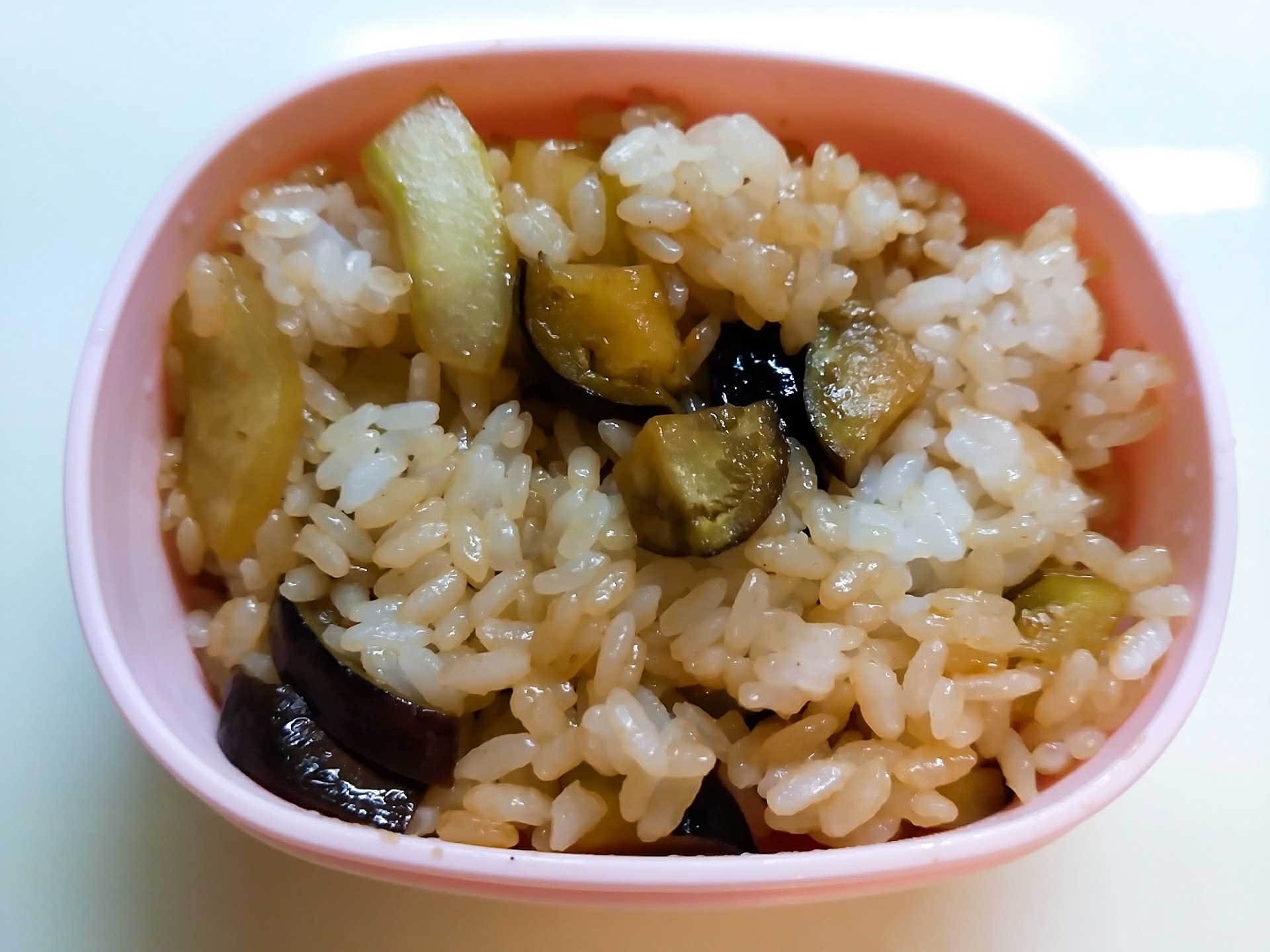 茄子と瓜の焼肉のたれ炒めご飯