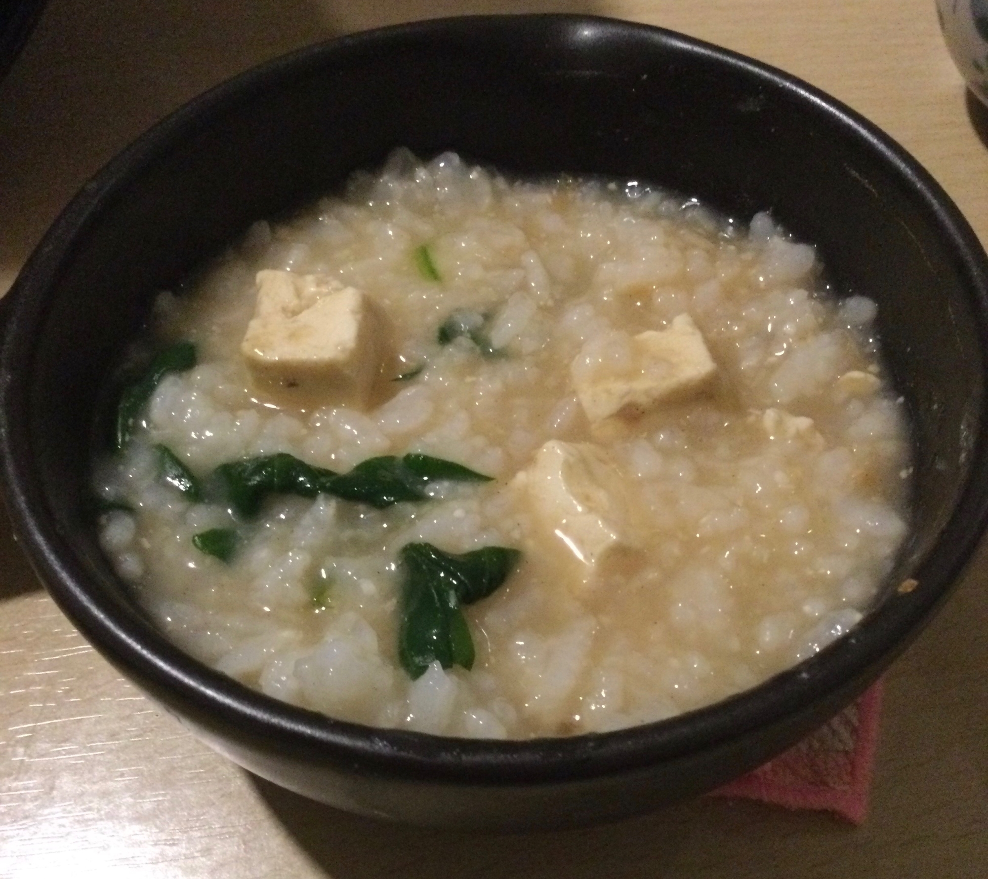 ほうれん草豆腐蕎麦粉入りおじや♪