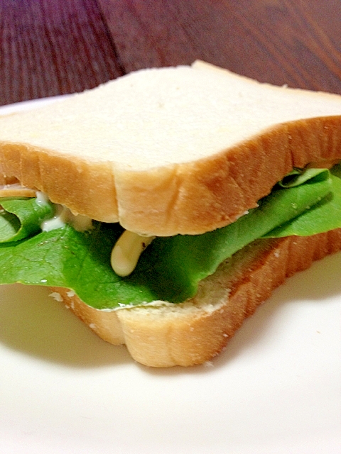 5枚切り食パンで★サラダ菜とハムのサンド