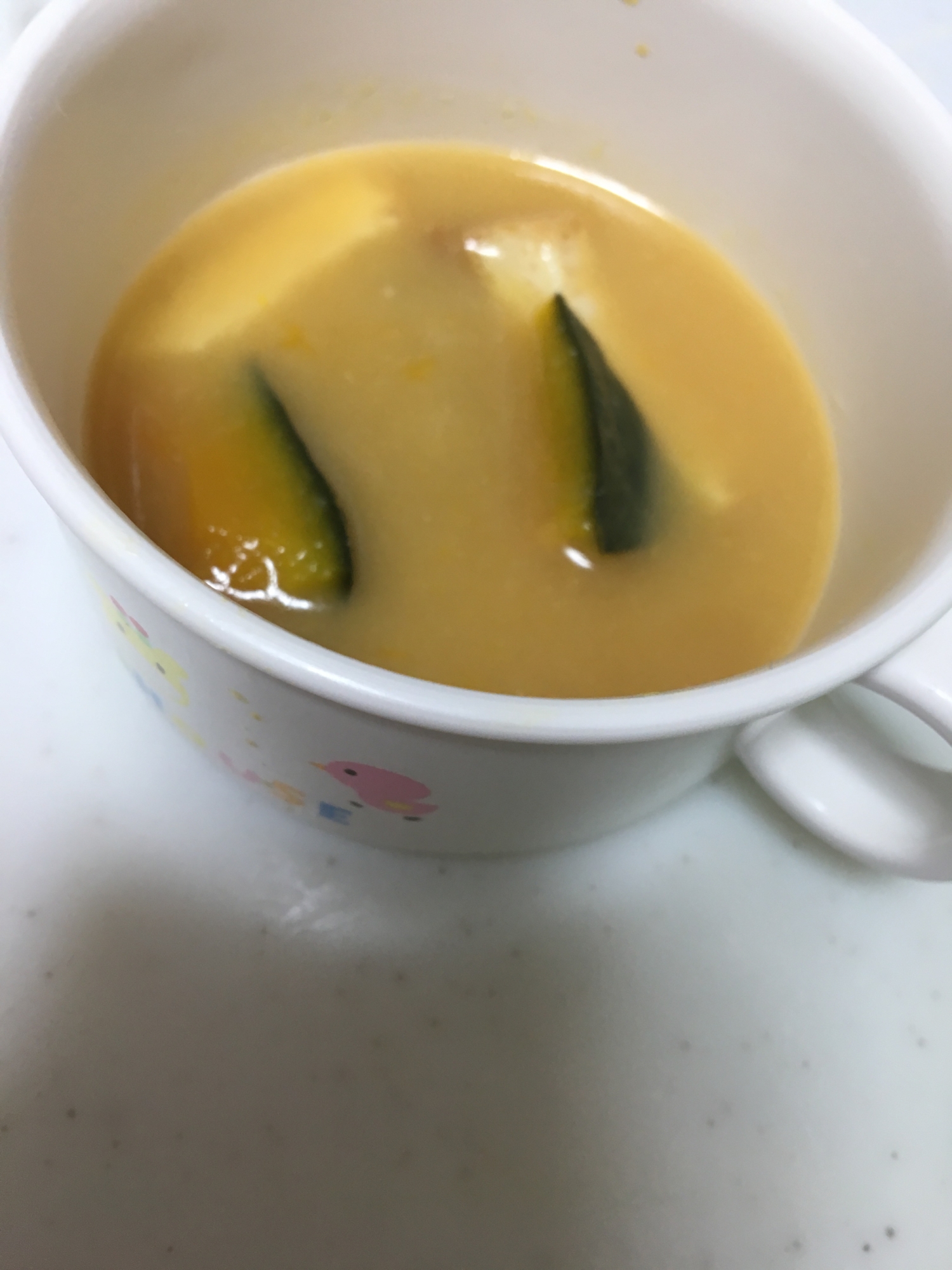 厚揚げ豆腐とかぼちゃのお味噌汁(^○^)