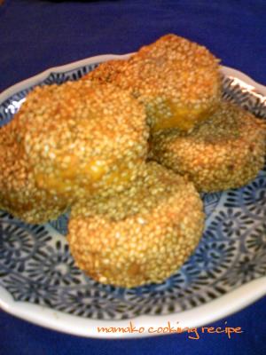 かぼちゃのごま団子 カリッと香ばしく レシピ 作り方 By Fuu Tann 楽天レシピ