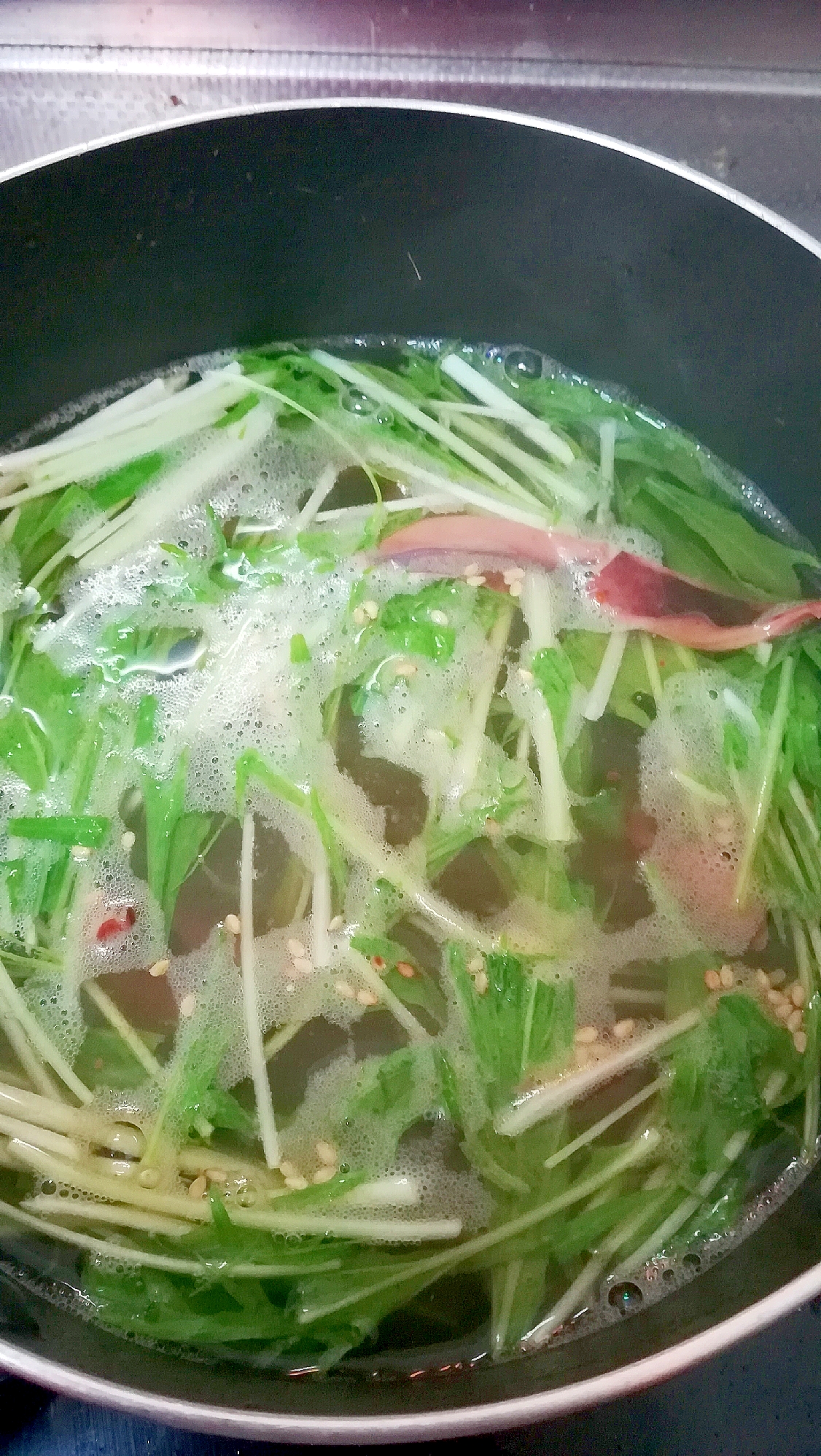 イカ耳と水菜の和風スープ