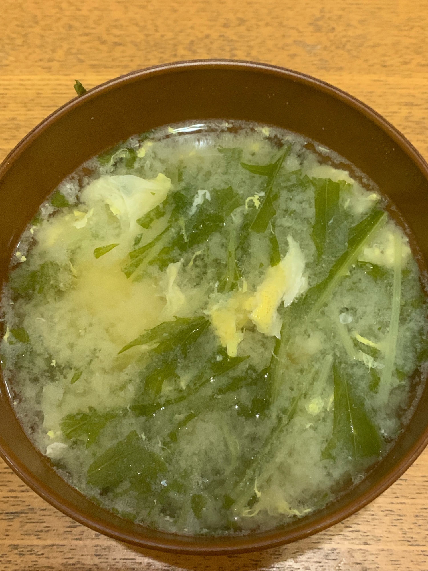 水菜と卵の味噌汁