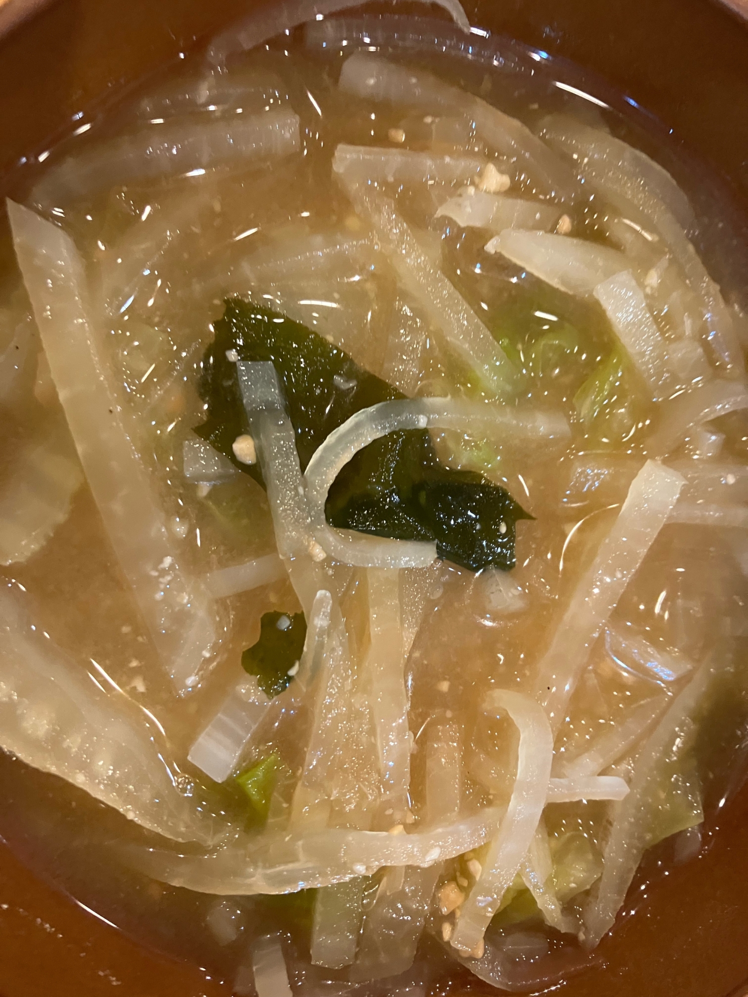 大根と白菜と油揚げとわかめの味噌汁