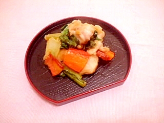 ふっくら鶏ムネ肉と小松菜の味噌炒め