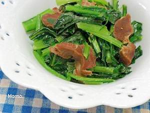 小松菜と砂肝の生姜風味炒め