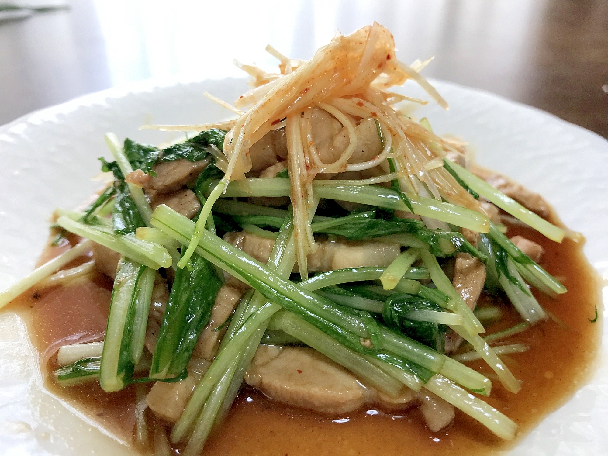 豚バラ肉と水菜の炒めもの