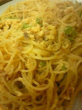 なめ茸と卵のトロトロパスタ