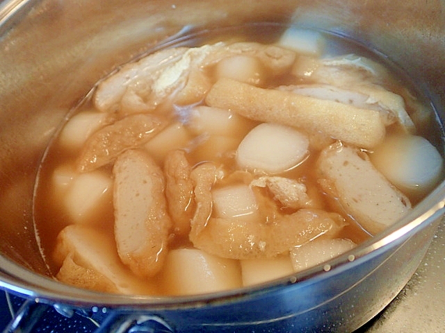 大根と鯵天と油揚げの煮物