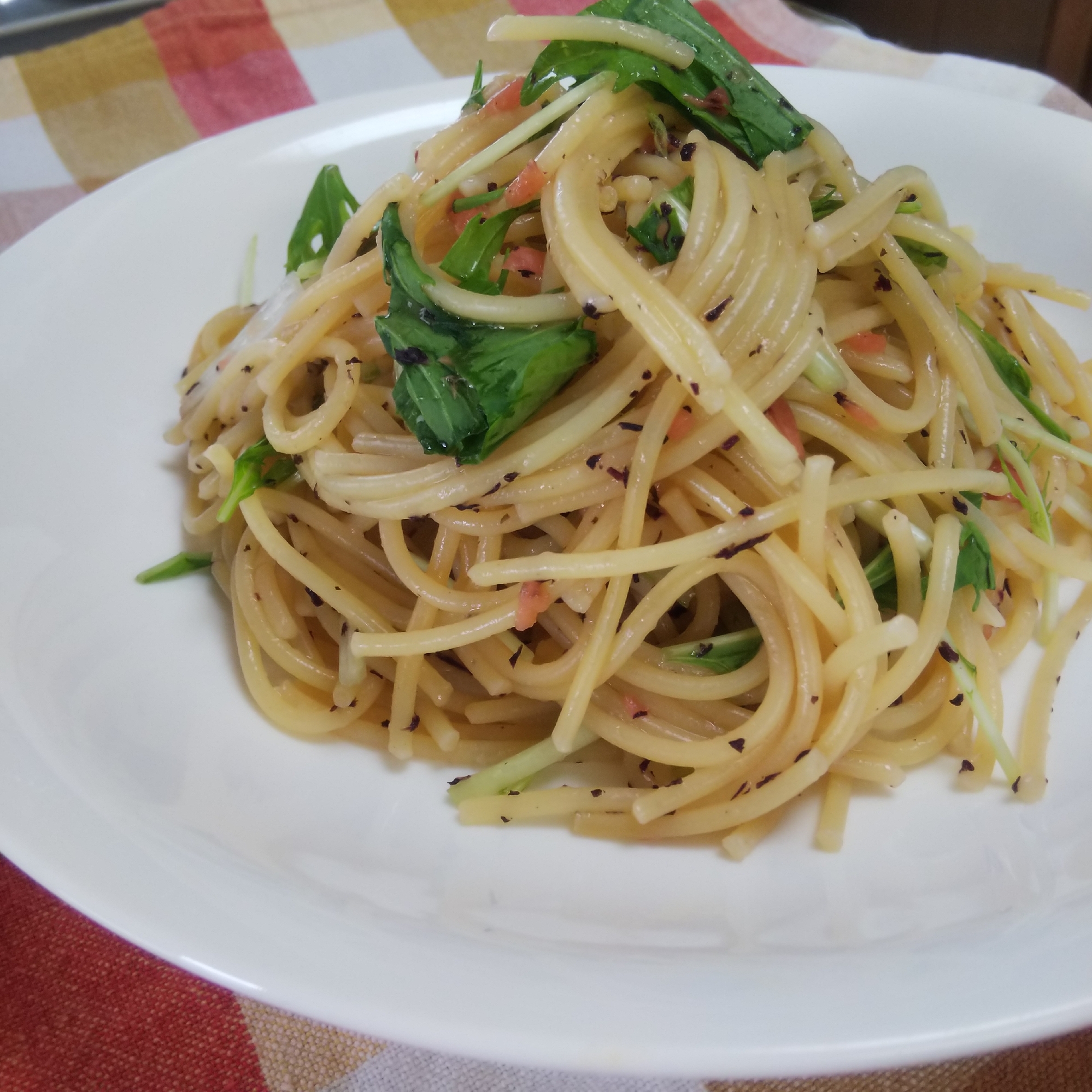 さっぱり☆水菜と梅のパスタ