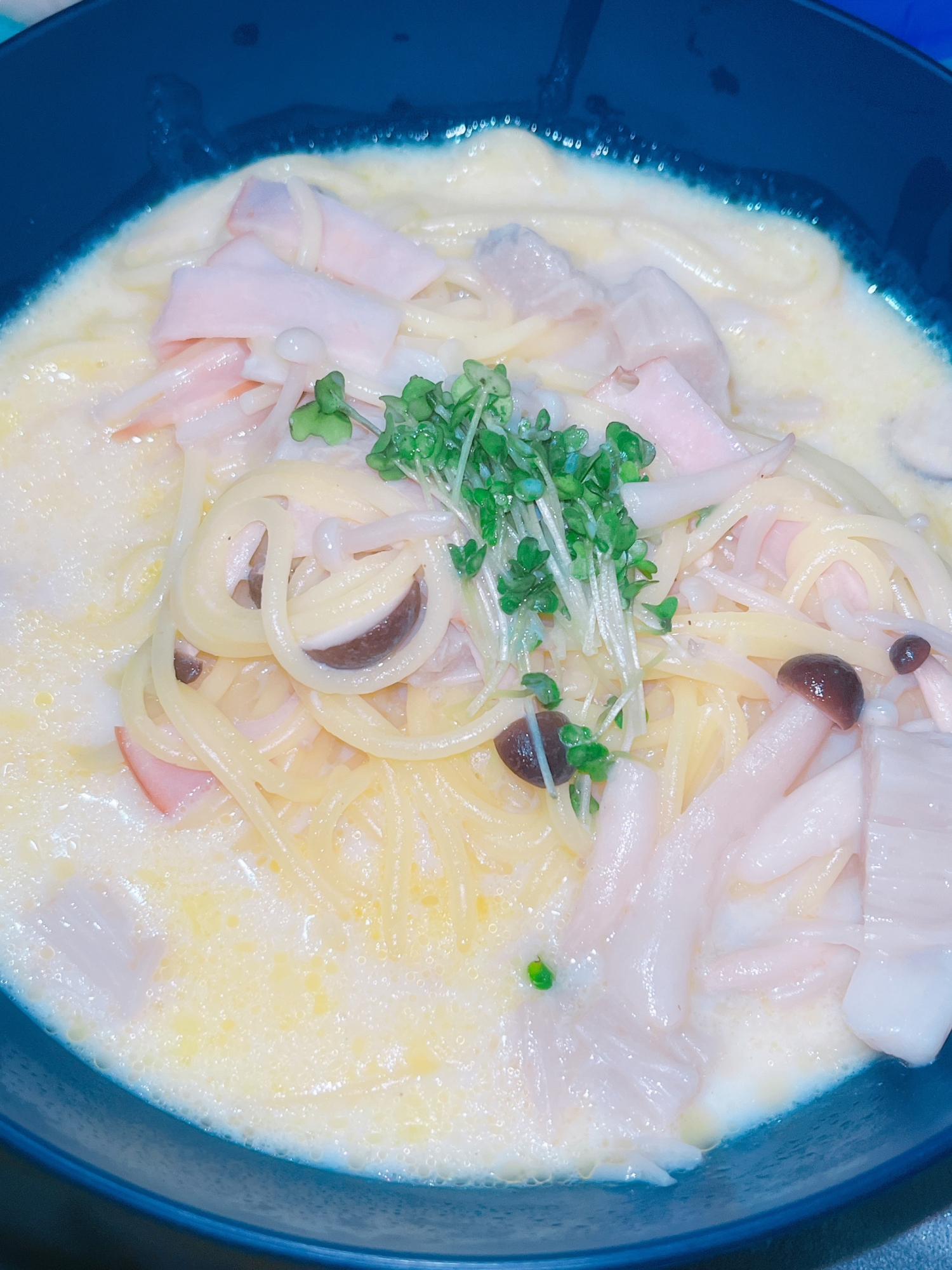 きのこと豆乳クリームスープパスタ￤簡単￤お弁当にも