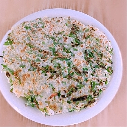 大和芋♡春キャベツ♡川海老♡ご飯入りお好み焼き風