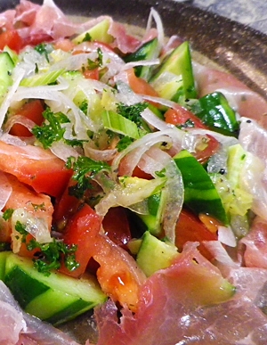 生ハムトマトセロリのレモンドレッシングあえ レシピ 作り方 By Leopoo 楽天レシピ