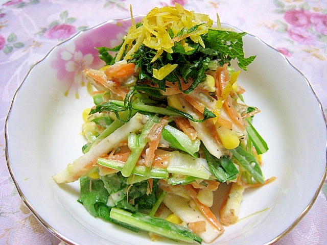 和洋の絶妙ハーモニー♪壬生菜長芋のレモン山葵サラダ