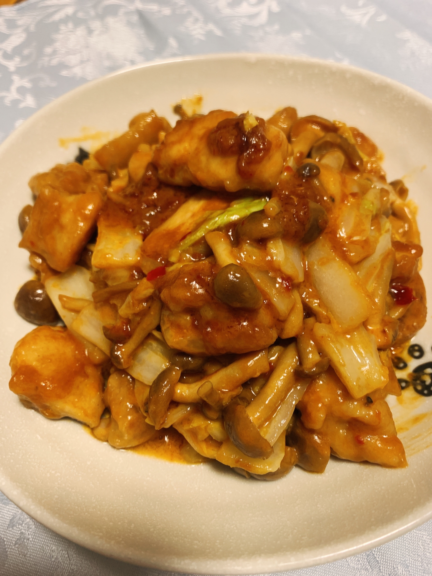 鶏肉と白菜のマヨ豆板醤炒め