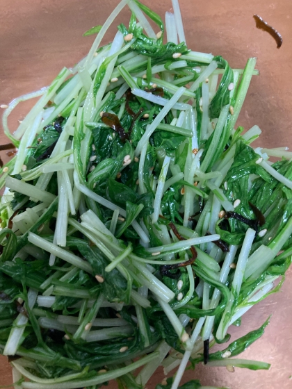 簡単に♡ごま油香る♪水菜と塩昆布の和え物