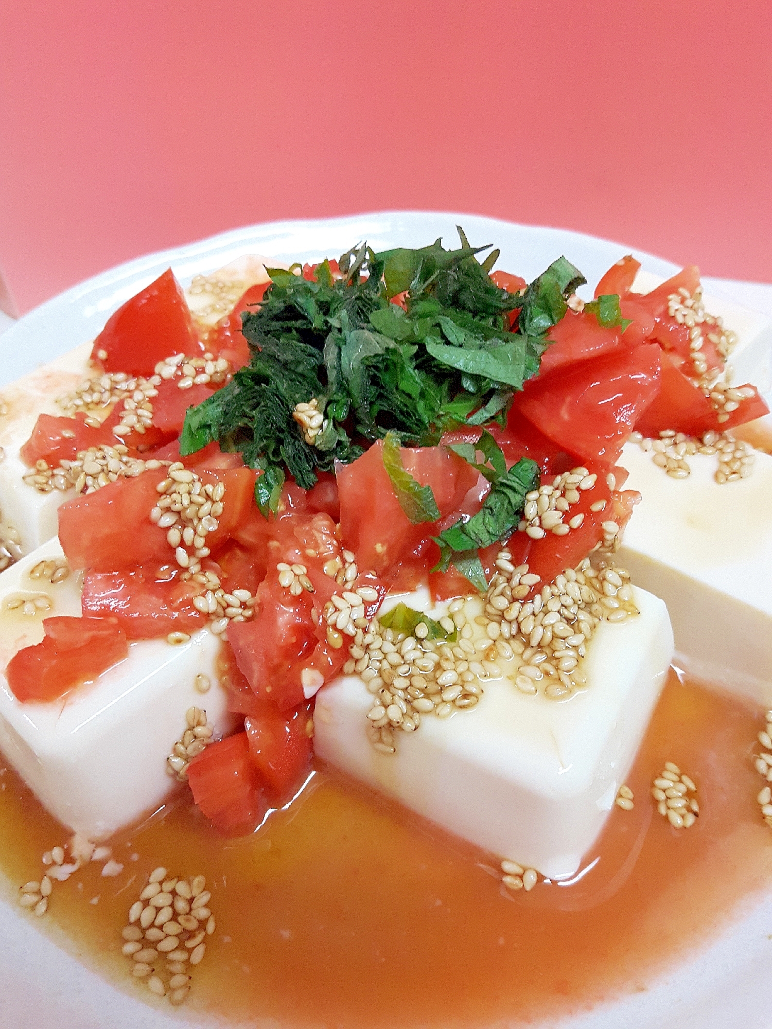 簡単！(^^)大葉トマトのごまドレ豆腐サラダ♪