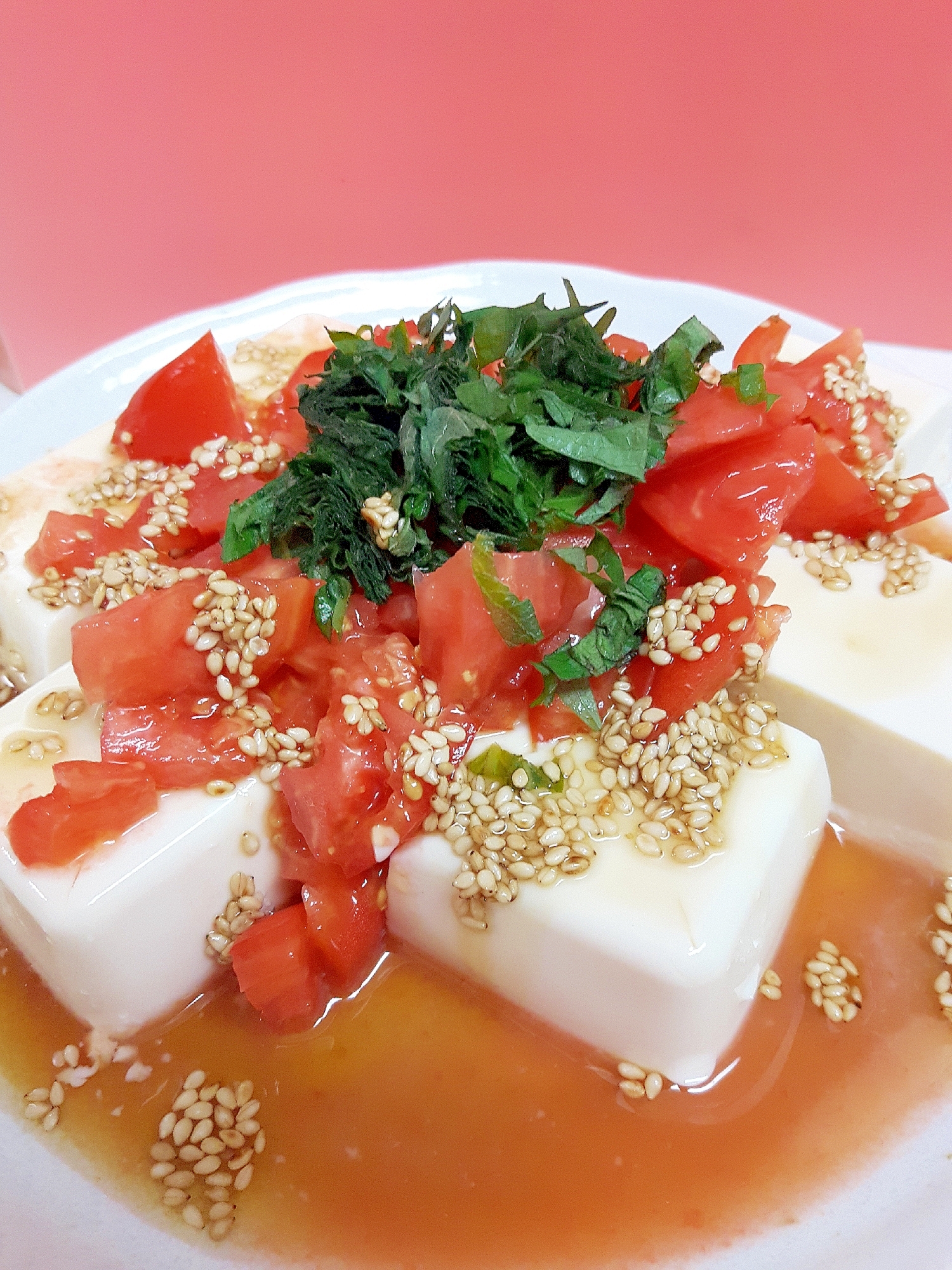 簡単!(^^)大葉トマトのごまドレ豆腐サラダ♪