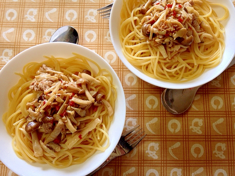 ピリ辛醤油☆きのこパスタ