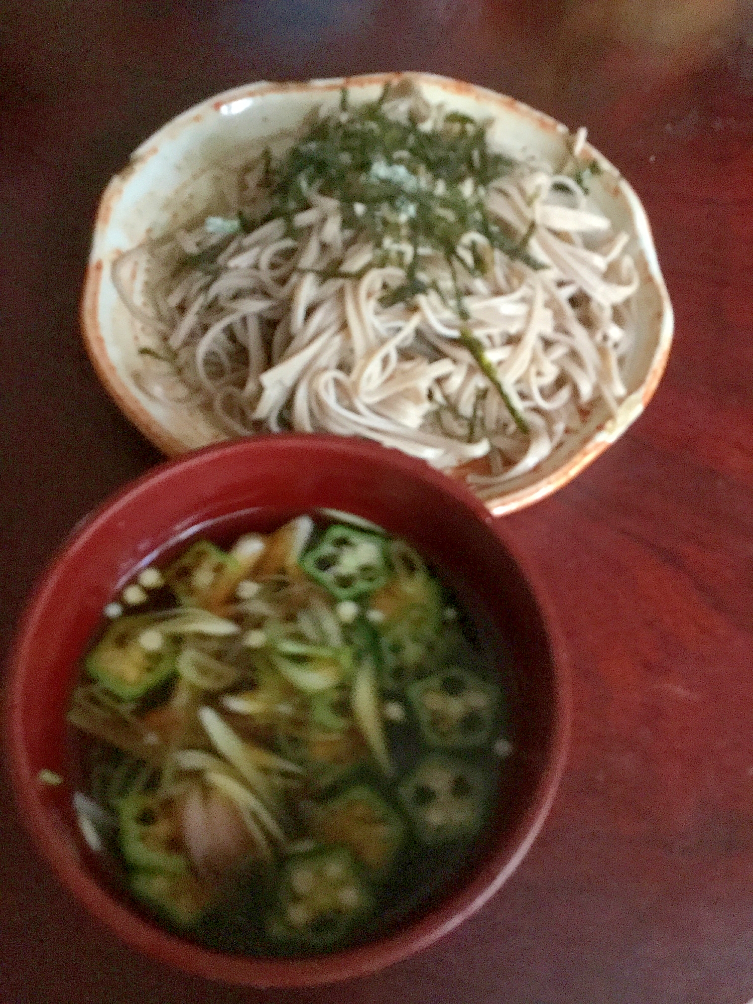 オクラとミョウガの盛り蕎麦！